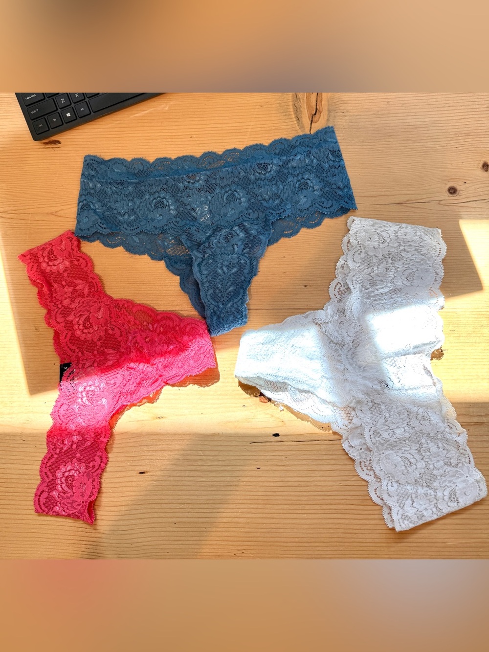 Cosabella Lace Thong Trio in White, Blue, Orange Size M/L Women EUC